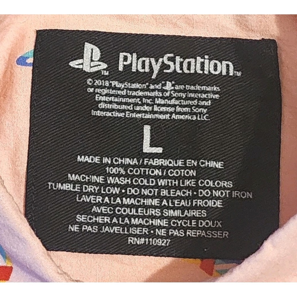 Sony PlayStation Men's Shirt Size L Pink Button Up Short Sleeve All Over Print - Picture 6 of 6